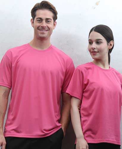 ▶T-42 반팔 쿨론 라운드 고급형 헤리  ((기능성))라운드◀ㅡㅡㅡ(체리핑크 )