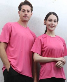 ▶T-42 반팔 쿨론 라운드 고급형 헤리  ((기능성))라운드◀ㅡㅡㅡ(체리핑크 )