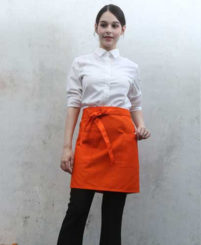 AP-3167 오렌지 면혼방 랩형앞치마