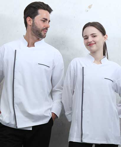 KO-4221 화이트 슬림핏 고신축 스판조리복 ㅡㅡ [칠부/긴팔 겸용]