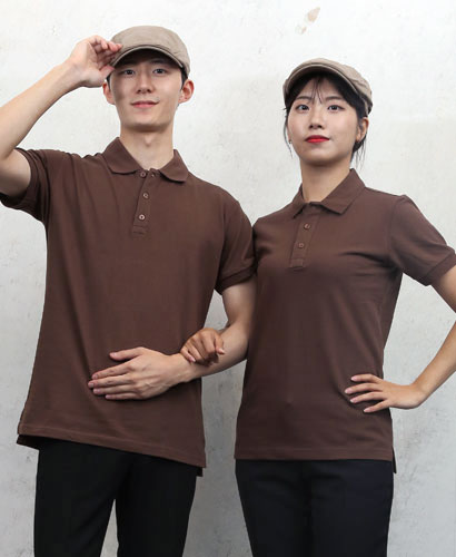 T2-1006 반팔 커피 고급 폴로티ㅡ--(반팔모델 주머니없음)