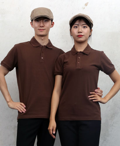 T2-1006 반팔 커피 고급 폴로티ㅡ--(반팔모델 주머니없음)