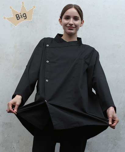 KO-151-1 블랙 슬립 스넵단추 조리복ㅡ (칠부/반팔겸용 )---★빅사이즈