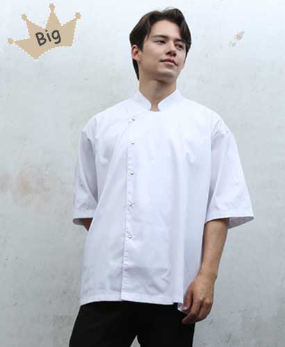KO-178-2 화이트 싱글 반팔 스냅단추 조리복ㅡㅡㅡ빅사이즈