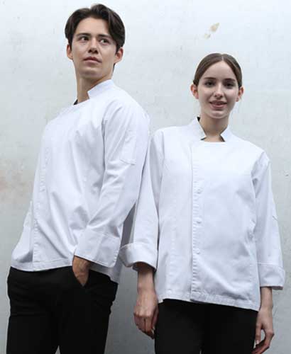 KO-93 20수 화이트 두어러벌 스냅 조리복 ㅡ ㅡ 빅사이즈 있음