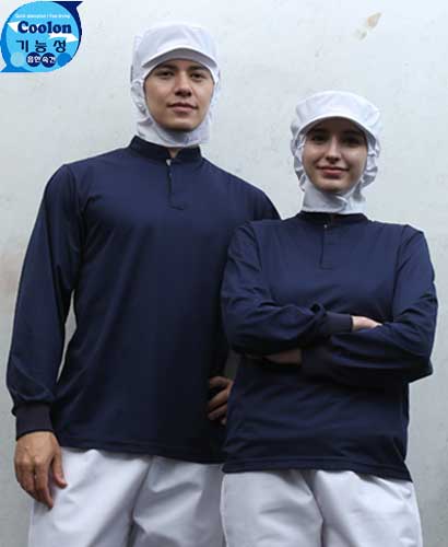 W-177 네이비 차이나카라 기능성 긴팔ㅡ(남녀공용 위생티) ★빅사이즈 있음