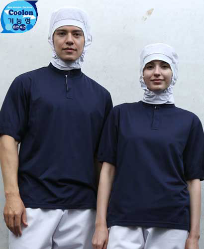 W-277 네이비 차이나카라 기능성 반팔ㅡ(남녀공용 위생티) ★빅사이즈 있음