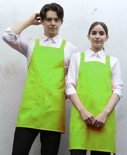 AP-521 연두 기본뒤H형  폴리앞치마