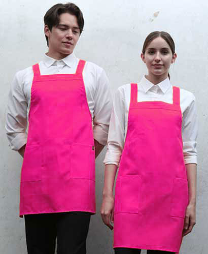 AP-524 핑크 기본 뒤H형  폴리앞치마