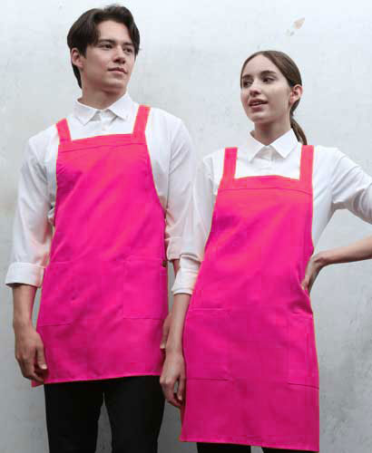 AP-524 핑크 기본 뒤H형  폴리앞치마