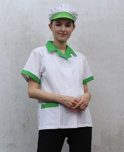 HA-81 연두 카라 반팔 위생복