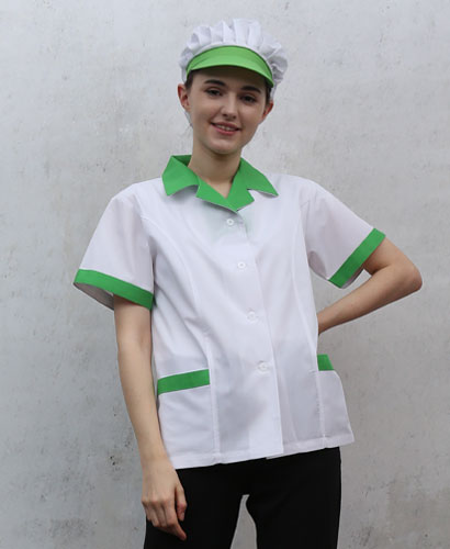 HA-81 연두 카라 반팔 위생복