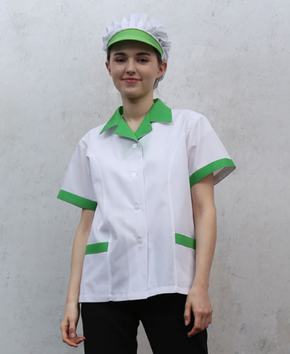 HA-81 연두 카라 반팔 위생복