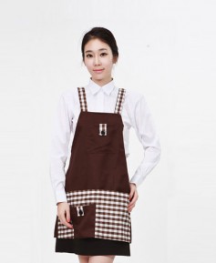 AP-056 밤색 체크 배색 앞치마