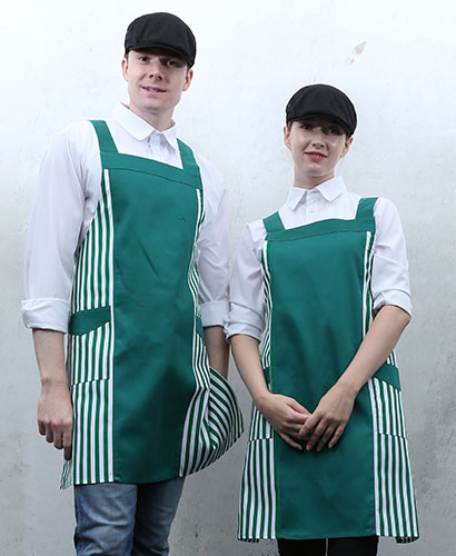 AP-08-2 옆줄무늬배색 앞치마 청줄