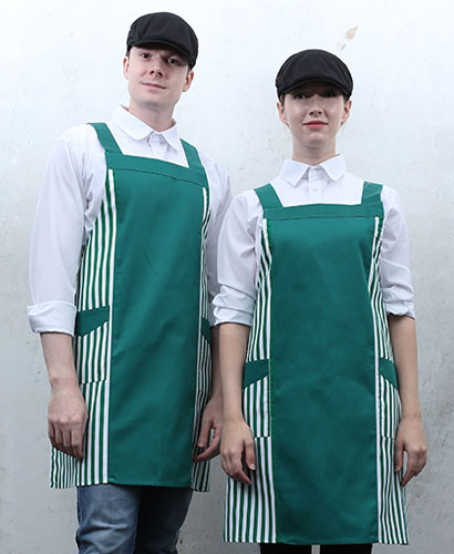 AP-08-2 옆줄무늬배색 앞치마 청줄