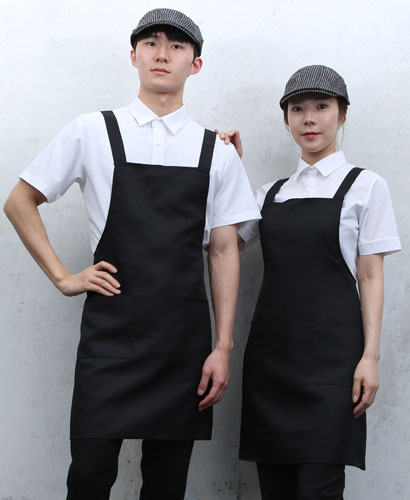 AP-126 검정 뒤X형 앞치마