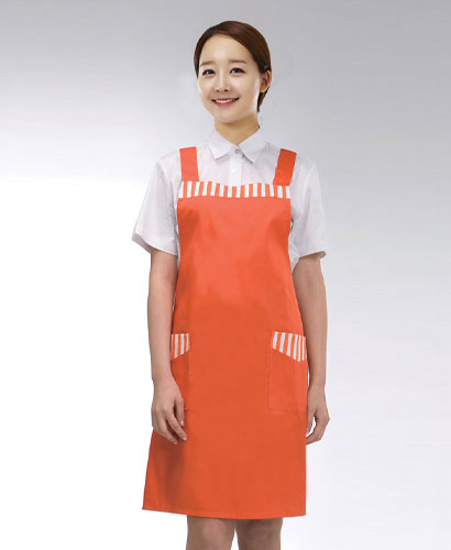 AP-14 주황줄무늬 배색 앞치마