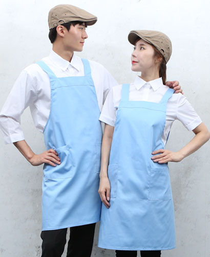 AP-190 면혼방 소라색 H형 앞치마ㅡㅡㅡㅡ(넉넉한사이즈)