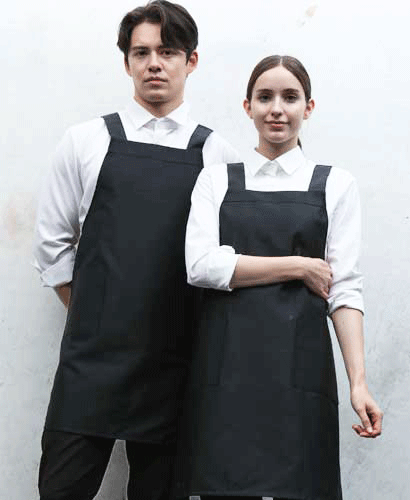 AP-46  검정 넉넉한 단색 앞치마 ㅡㅡㅡ 면혼방/ 폴리 선택