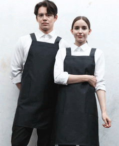 AP-46  검정 넉넉한 단색 앞치마 ㅡㅡㅡ 면혼방/ 폴리 선택