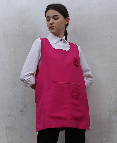 AP-715 핑크 꽃원피스 앞치마