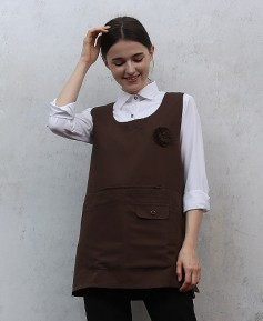 AP-734 커피색 꽃 원피스 앞치마