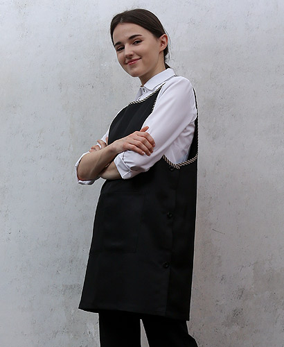 AP-929 검정 원피스 체크바이어스