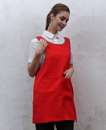 AP-931 적색원피스 체크바이어스