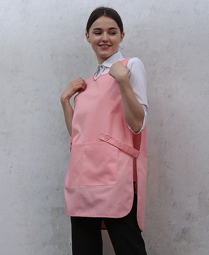 AP-935 핑크 옆트임 원피스 앞치마  ㅡ(면혼방)