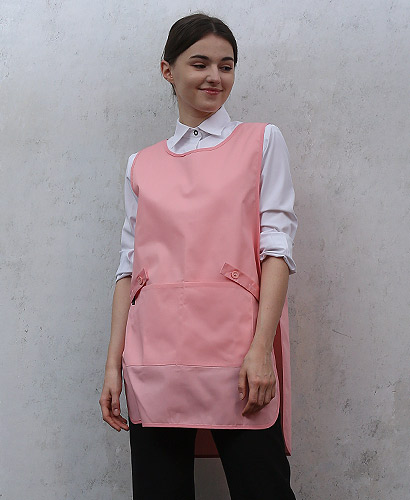 AP-935 핑크 옆트임 원피스 앞치마  ㅡ(면혼방)