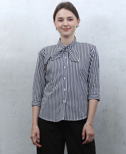 B-122 곤색줄지리본 칠부