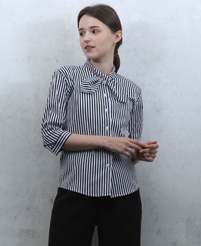 B-123 검정줄지리본 칠부