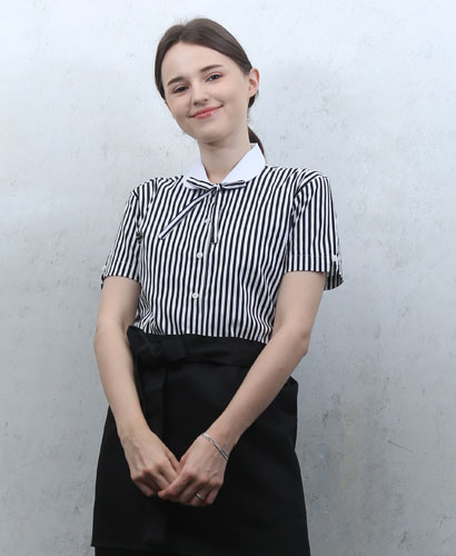 B-127 검정줄지백색카라 반팔  -매장문의