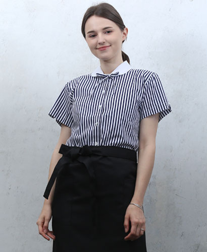 B-128 곤색줄지백색카라 반팔