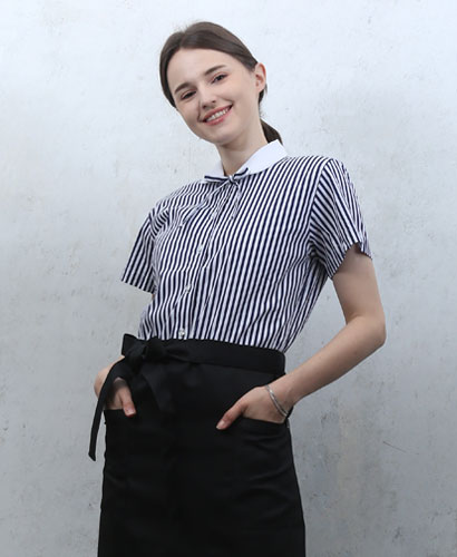 B-128 곤색줄지백색카라 반팔