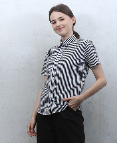 B-136 검정줄 긴팔/반팔 리본탈부착형