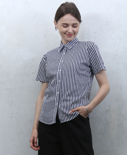 B-138 곤색줄지 리본탈부착형 긴팔/반팔