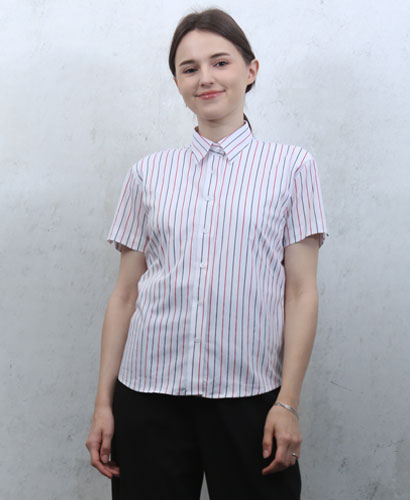 B-139 긴팔/반팔 색동줄지 리본부착형