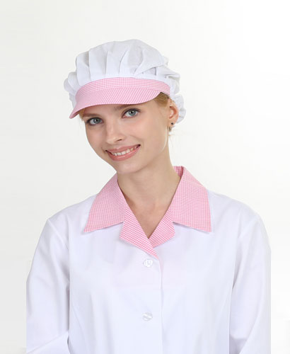 C-100 핑크체크 전체천 모자 304