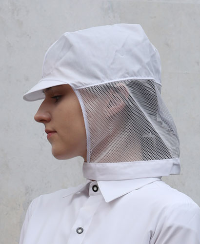 C-139 백색 챙 부드러운 귀덮임 위생모 (남녀공용)