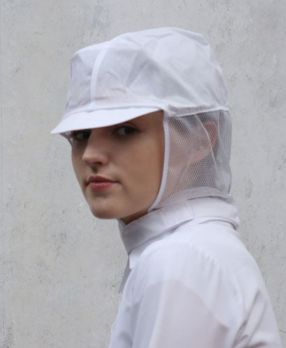 C-139 백색 챙 부드러운 귀덮임 위생모 (남녀공용)