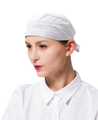 C-458 백색 위 망사 뒤 끈 두건