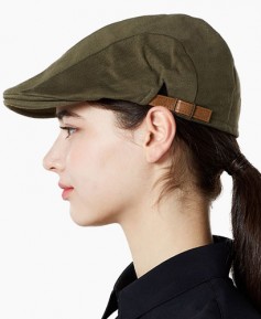 C-549 카키 가죽조절끈 헌팅캡