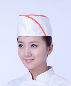 C-924 백색/오렌지띠 위망사 헬로모자