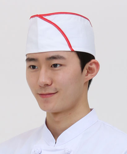 C-925 백색/적띠 위망사 헬로모자