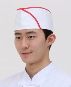 C-925 백색/적띠 위망사 헬로모자