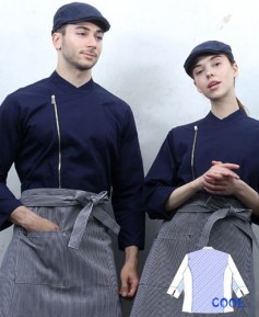 KO-86-1 네이비 지퍼 슬립 기능성 쿡복-(긴팔칠부 겸용)  ★빅사이즈