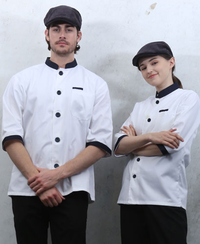 CO-710 백색 곤색카라 포인트 칠부