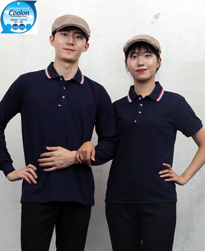 T-30 곤색 쿨론 3선 에리티셔츠ㅡㅡㅡㅡ (주머니 없음)